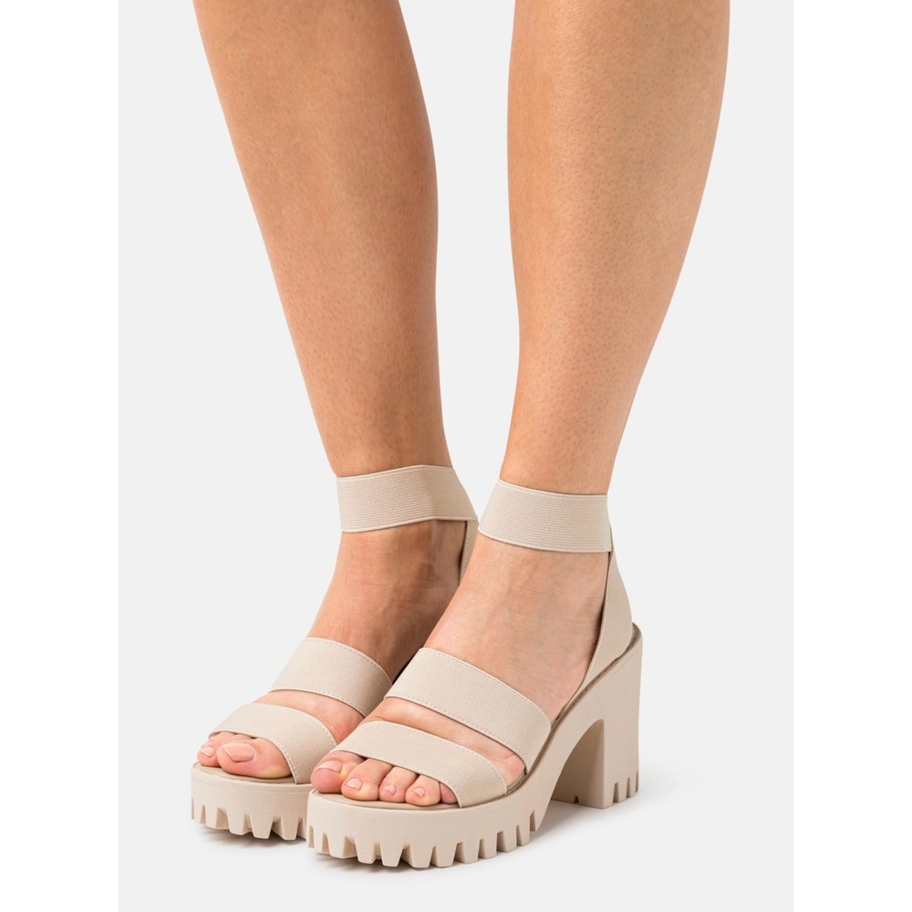 Madden Girl Sohoo Sandal Womens 10 Nude Elastic Lug Sole Platform Chunky Heel